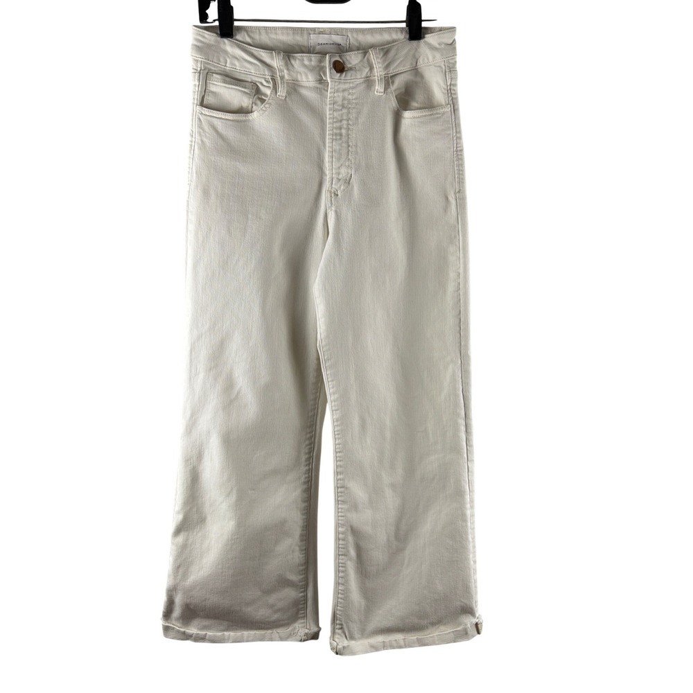 Dear John White Wide Leg Raw Hem Jeans Womens 28 High Rise DPM-55-C128-WHE
